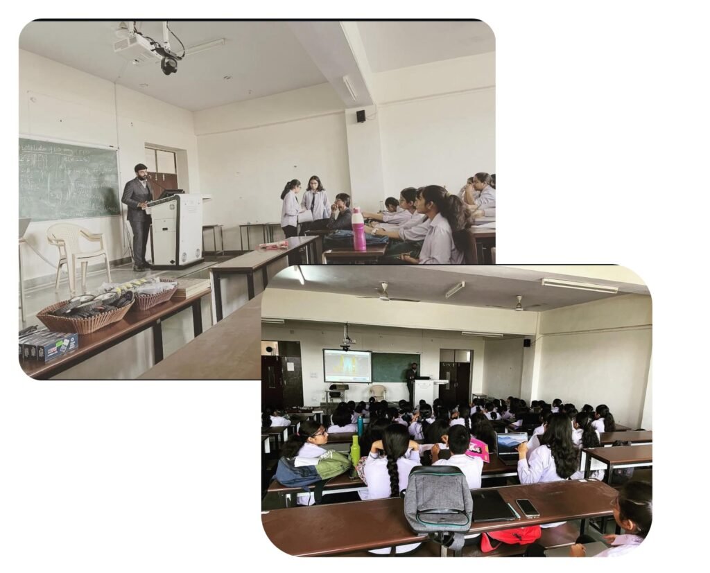 Offline workshop classroom session at Government Mahila Engineering College Ajmer with students listening attentively