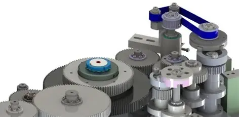 Illustration of gear train mechanics demonstrating speed and power transfer